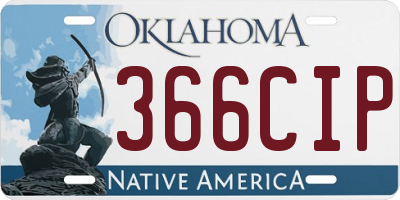 OK license plate 366CIP