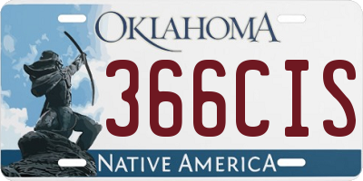 OK license plate 366CIS