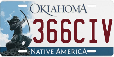 OK license plate 366CIV