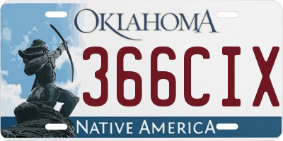 OK license plate 366CIX