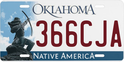 OK license plate 366CJA