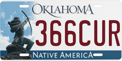 OK license plate 366CUR