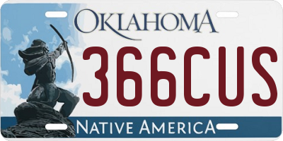OK license plate 366CUS