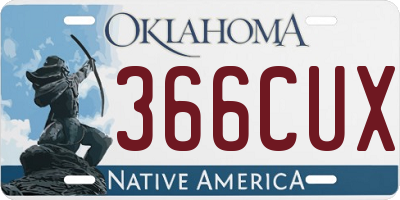 OK license plate 366CUX