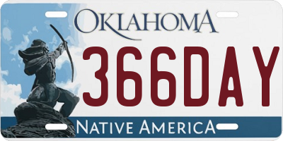 OK license plate 366DAY