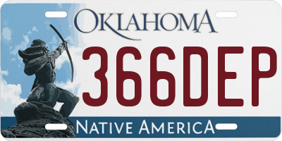 OK license plate 366DEP