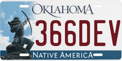 OK license plate 366DEV