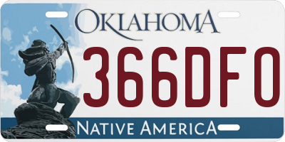 OK license plate 366DFO