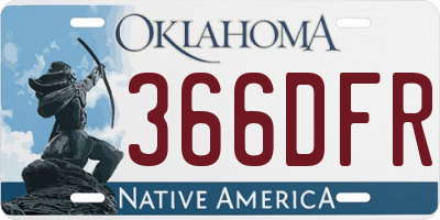 OK license plate 366DFR