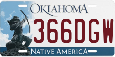 OK license plate 366DGW