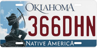 OK license plate 366DHN
