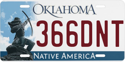 OK license plate 366DNT