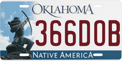 OK license plate 366DOB