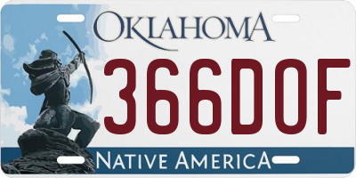 OK license plate 366DOF
