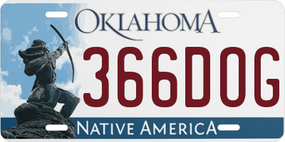 OK license plate 366DOG