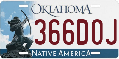 OK license plate 366DOJ