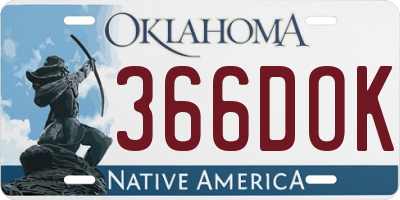 OK license plate 366DOK