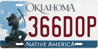 OK license plate 366DOP