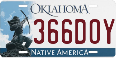 OK license plate 366DOY