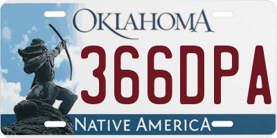 OK license plate 366DPA