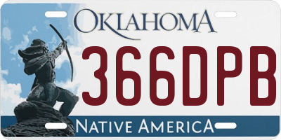 OK license plate 366DPB