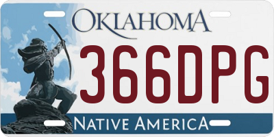 OK license plate 366DPG