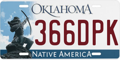 OK license plate 366DPK