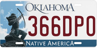 OK license plate 366DPO
