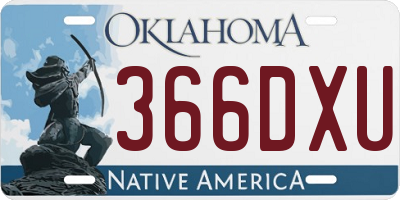 OK license plate 366DXU
