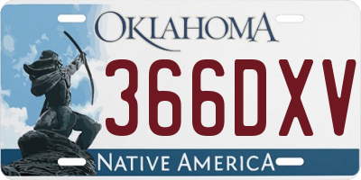 OK license plate 366DXV