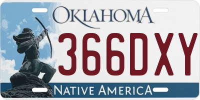 OK license plate 366DXY