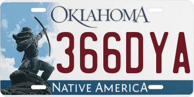 OK license plate 366DYA