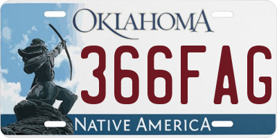 OK license plate 366FAG