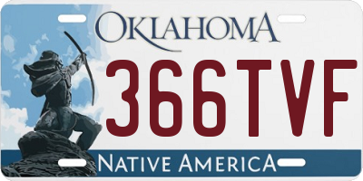 OK license plate 366TVF