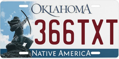 OK license plate 366TXT