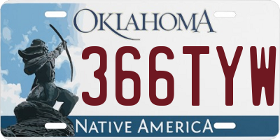 OK license plate 366TYW