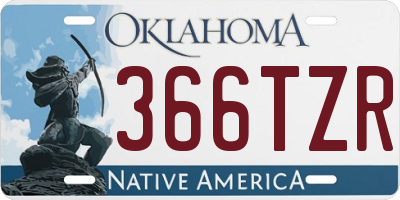 OK license plate 366TZR