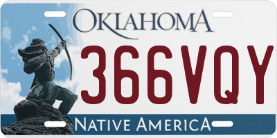 OK license plate 366VQY