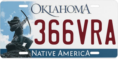 OK license plate 366VRA