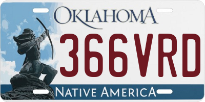 OK license plate 366VRD
