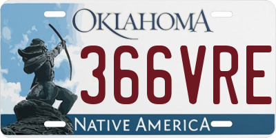 OK license plate 366VRE