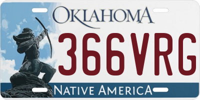 OK license plate 366VRG