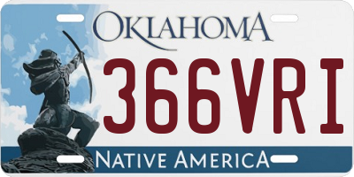OK license plate 366VRI