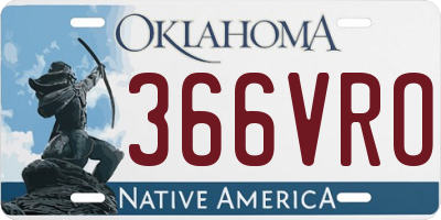 OK license plate 366VRO