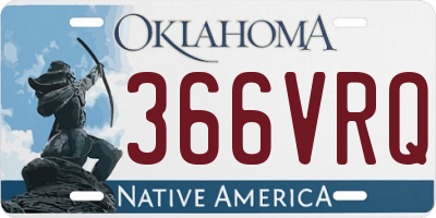 OK license plate 366VRQ
