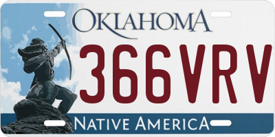OK license plate 366VRV
