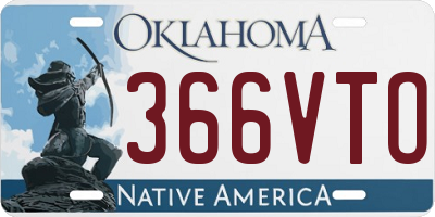 OK license plate 366VTO