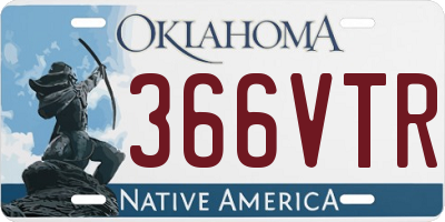 OK license plate 366VTR