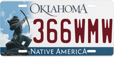OK license plate 366WMW
