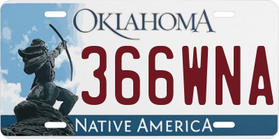 OK license plate 366WNA